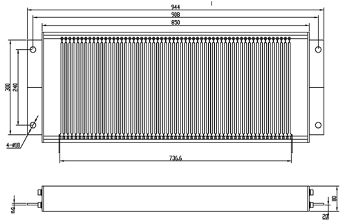 電阻柵外形尺寸及溫度曲線 電阻柵外形尺寸及溫度曲線
